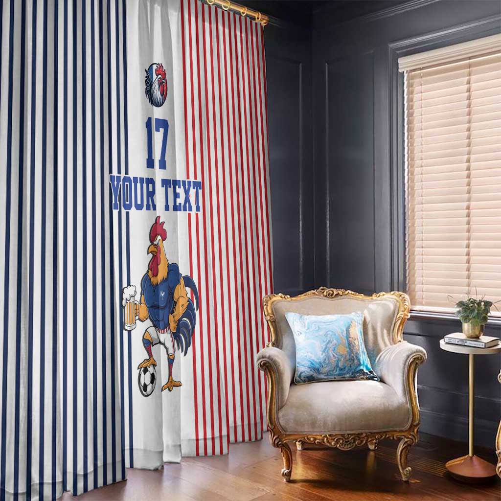 Custom France Football Window Curtain White Gallic Rooster Mascot
