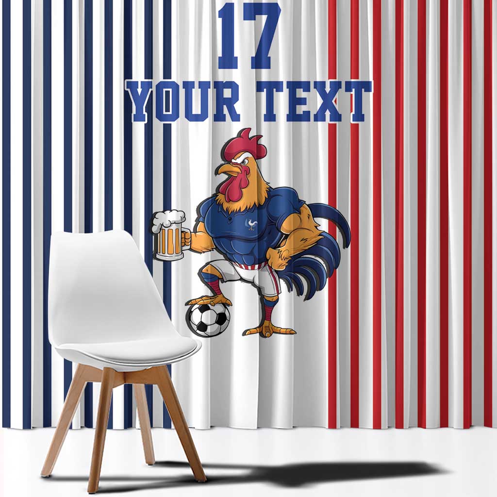 Custom France Football Window Curtain White Gallic Rooster Mascot