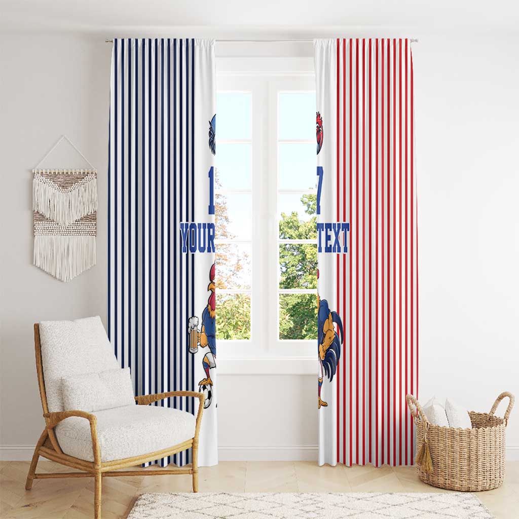 Custom France Football Window Curtain White Gallic Rooster Mascot