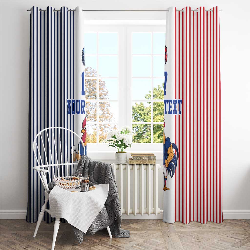 Custom France Football Window Curtain White Gallic Rooster Mascot