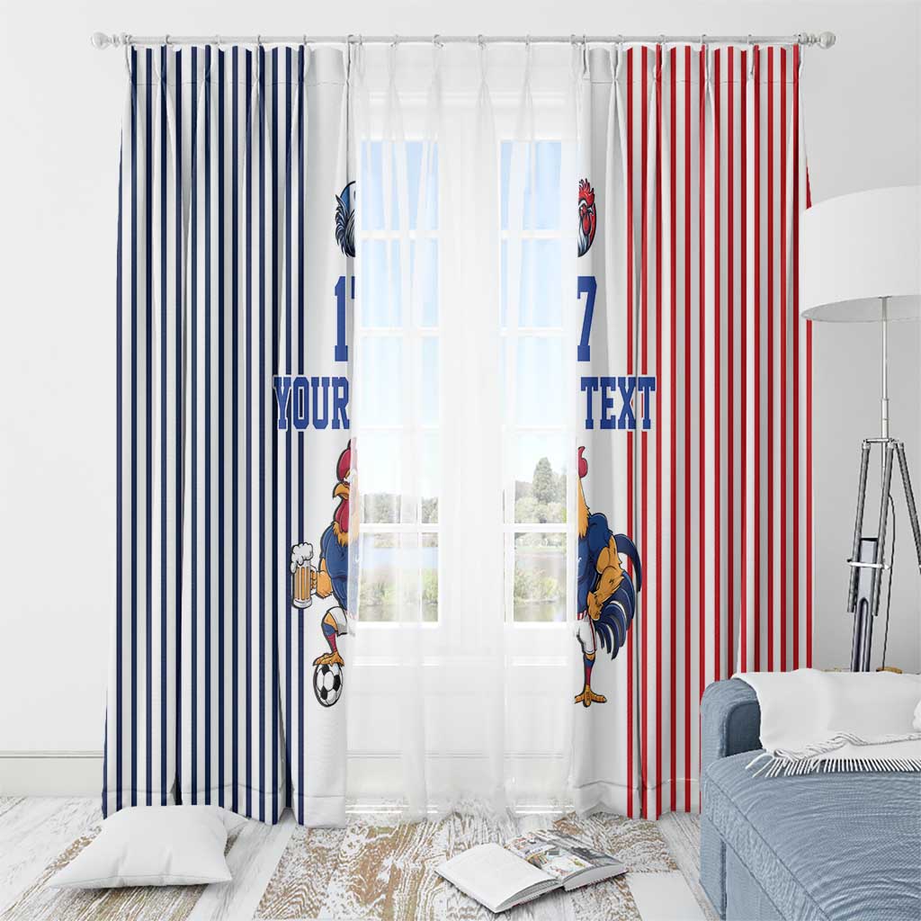 Custom France Football Window Curtain White Gallic Rooster Mascot