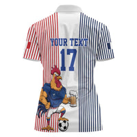 Custom France Football Women Polo Shirt White Gallic Rooster Mascot
