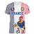 Custom France Football Women V-Neck T-Shirt White Gallic Rooster Mascot