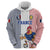 Custom France Football Zip Hoodie White Gallic Rooster Mascot