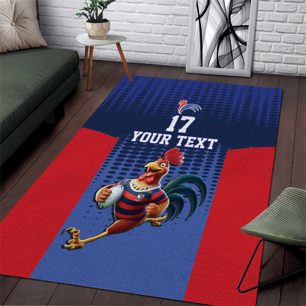 France Rugby Custom Area Rug Come on Les Bleus Blue Style