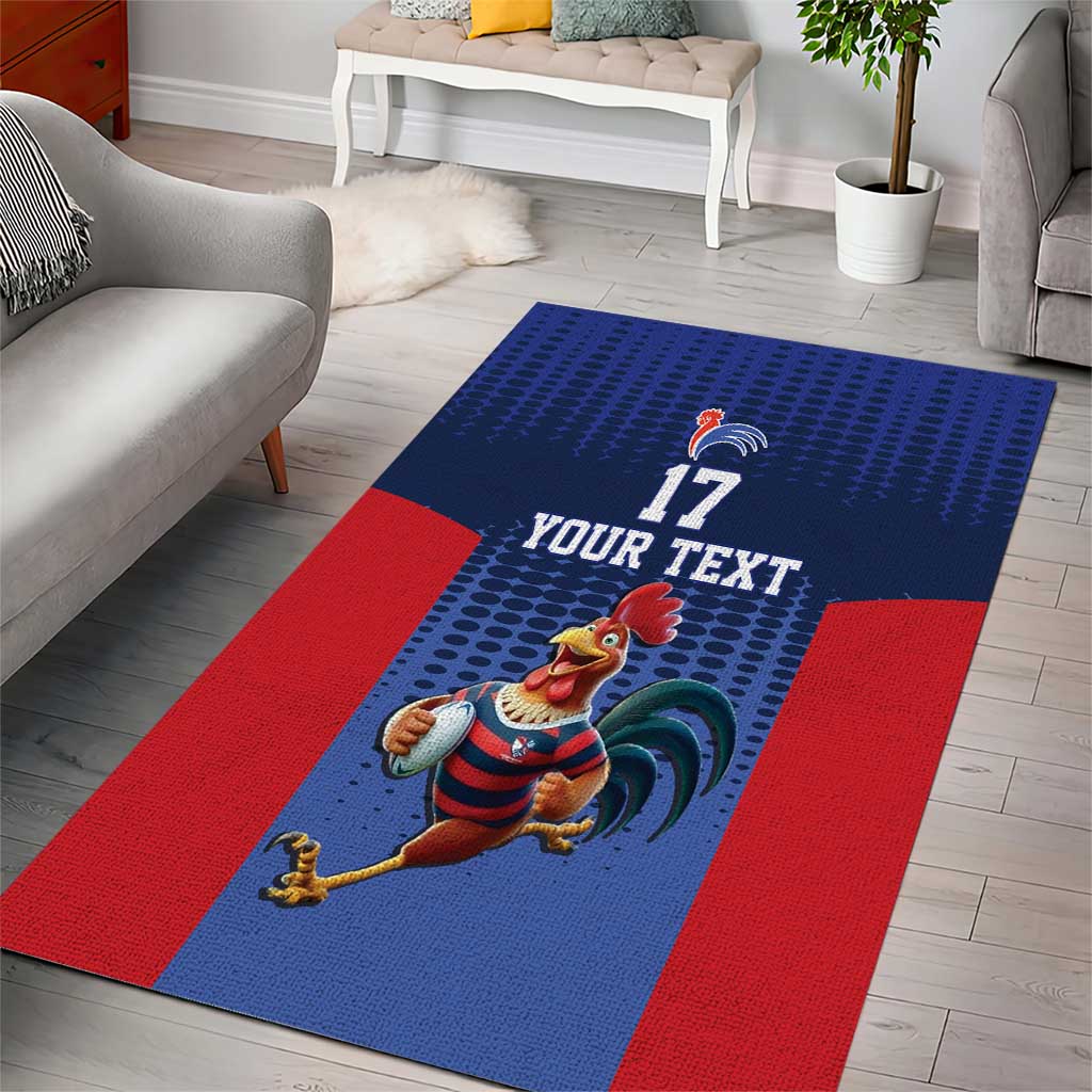 France Rugby Custom Area Rug Come on Les Bleus Blue Style