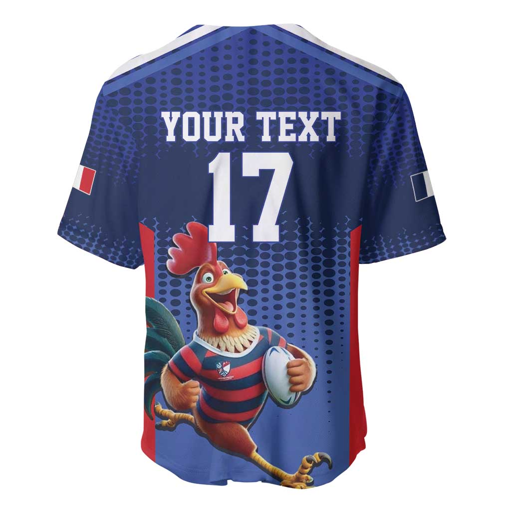 France Rugby Custom Baseball Jersey Come on Les Bleus Blue Style