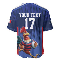 France Rugby Custom Baseball Jersey Come on Les Bleus Blue Style