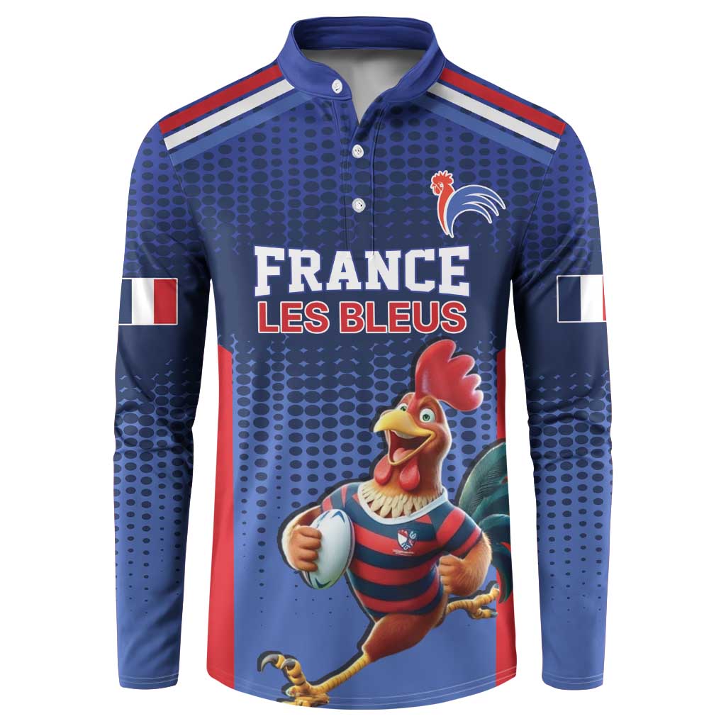 France Rugby Custom Button Sweatshirt Come on Les Bleus Blue Style
