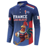 France Rugby Custom Button Sweatshirt Come on Les Bleus Blue Style