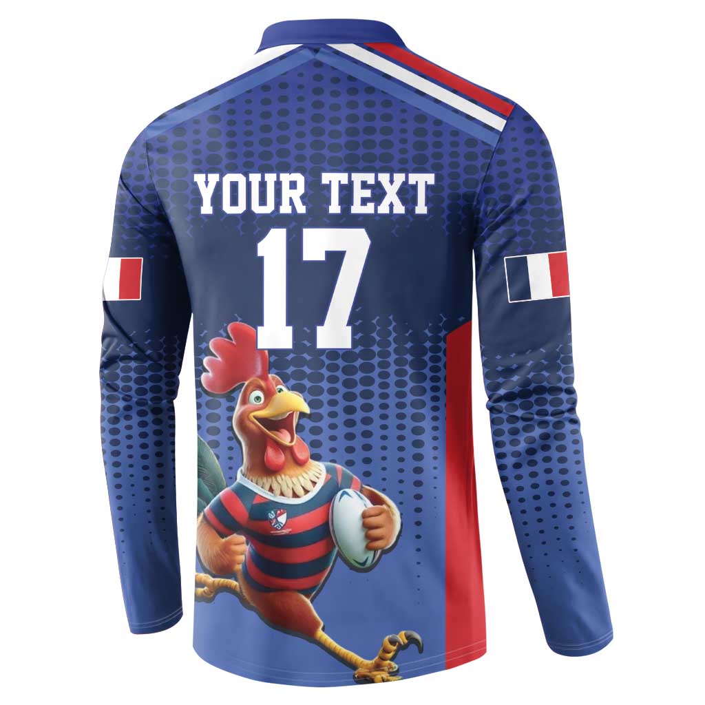 France Rugby Custom Button Sweatshirt Come on Les Bleus Blue Style