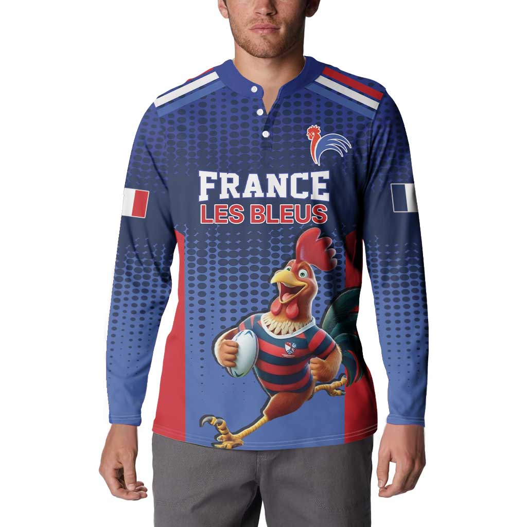 France Rugby Custom Button Sweatshirt Come on Les Bleus Blue Style