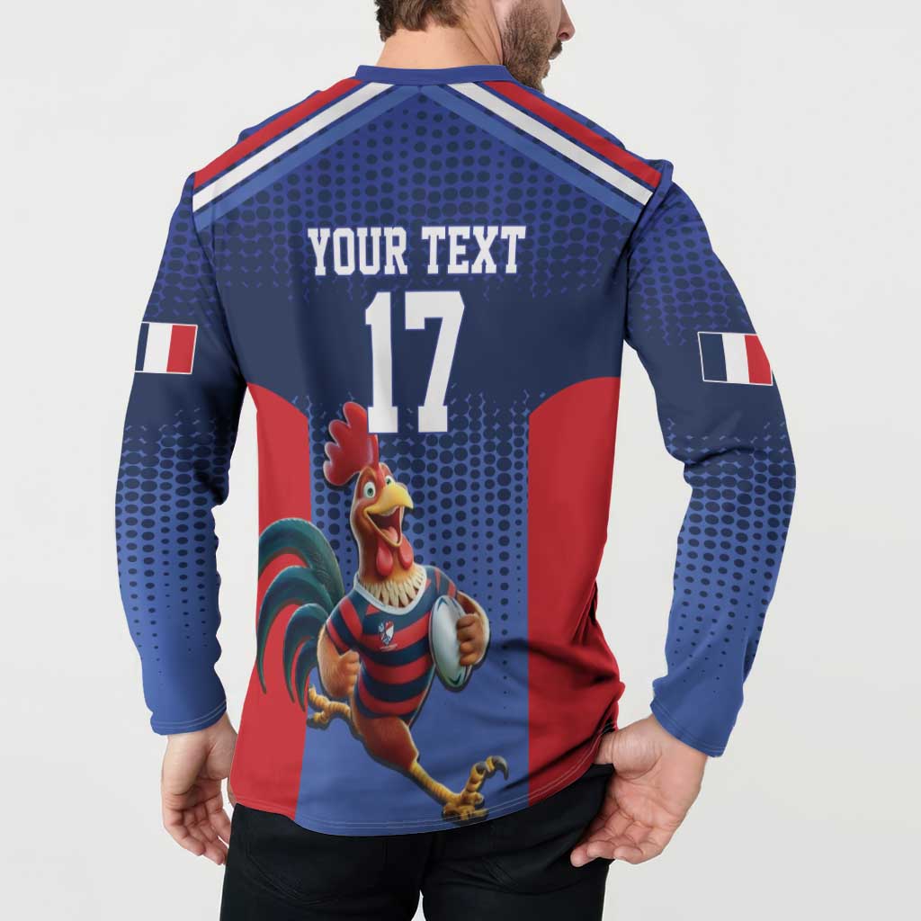 France Rugby Custom Button Sweatshirt Come on Les Bleus Blue Style