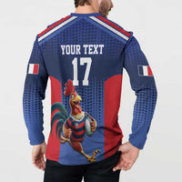 France Rugby Custom Button Sweatshirt Come on Les Bleus Blue Style