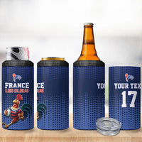 France Rugby Custom 4 in 1 Can Cooler Tumbler Come on Les Bleus Blue Style