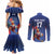 France Rugby Custom Couples Matching Mermaid Dress and Long Sleeve Button Shirt Come on Les Bleus Blue Style