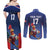 France Rugby Custom Couples Matching Off Shoulder Maxi Dress and Long Sleeve Button Shirt Come on Les Bleus Blue Style