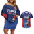 France Rugby Custom Couples Matching Off Shoulder Short Dress and Hawaiian Shirt Come on Les Bleus Blue Style