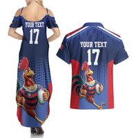 France Rugby Custom Couples Matching Summer Maxi Dress and Hawaiian Shirt Come on Les Bleus Blue Style
