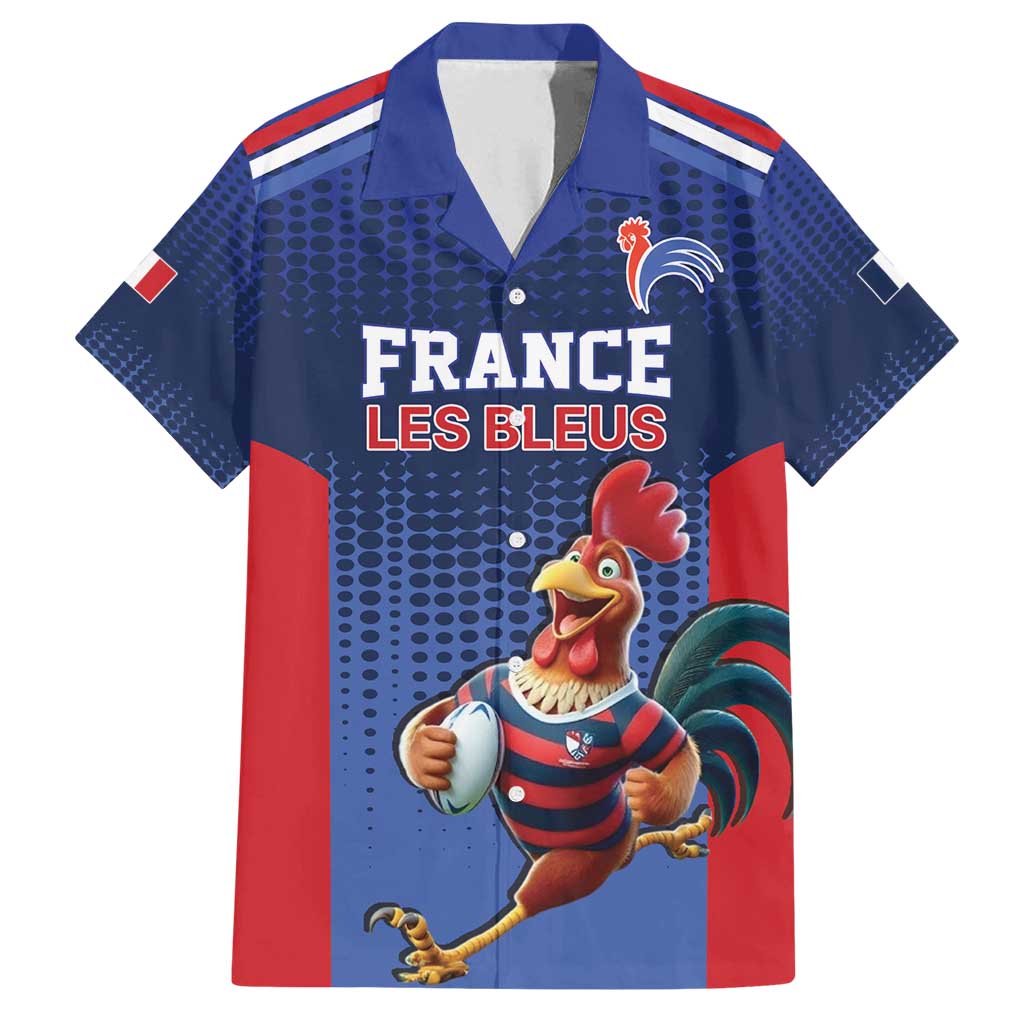 France Rugby Custom Family Matching Long Sleeve Bodycon Dress and Hawaiian Shirt Come on Les Bleus Blue Style