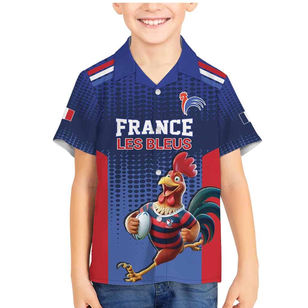 France Rugby Custom Family Matching Mermaid Dress and Hawaiian Shirt Come on Les Bleus Blue Style