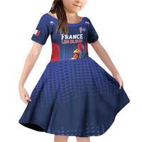 France Rugby Custom Family Matching Off Shoulder Short Dress and Hawaiian Shirt Come on Les Bleus Blue Style