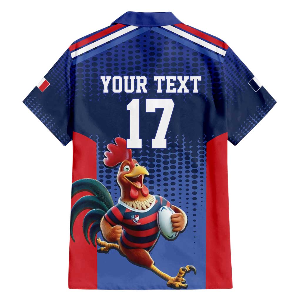 France Rugby Custom Family Matching Off Shoulder Short Dress and Hawaiian Shirt Come on Les Bleus Blue Style