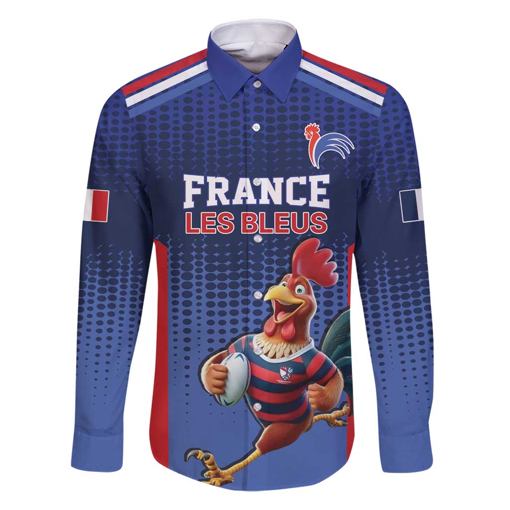 France Rugby Custom Family Matching Off Shoulder Short Dress and Hawaiian Shirt Come on Les Bleus Blue Style