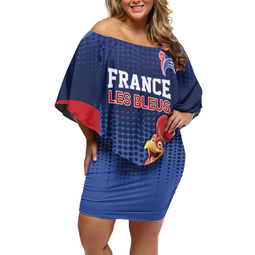 France Rugby Custom Family Matching Off Shoulder Short Dress and Hawaiian Shirt Come on Les Bleus Blue Style