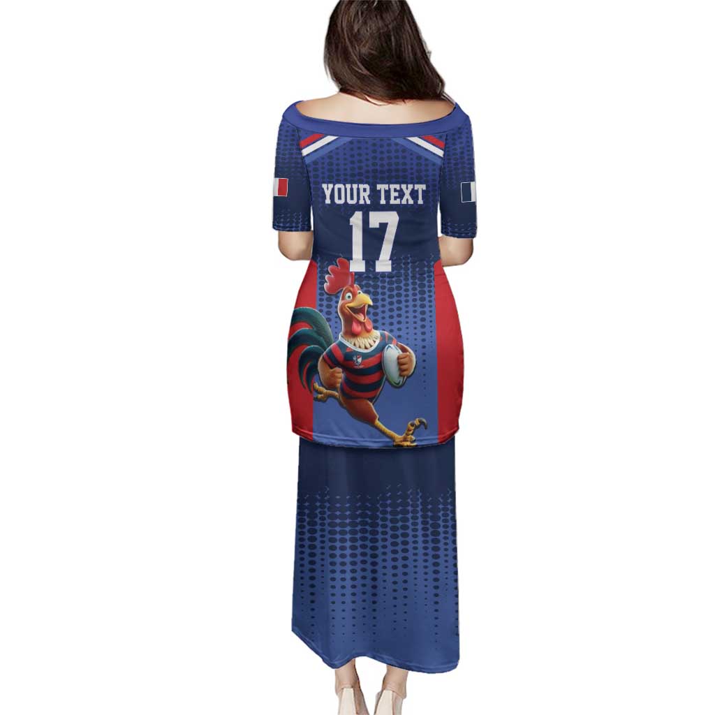 France Rugby Custom Family Matching Puletasi and Hawaiian Shirt Come on Les Bleus Blue Style