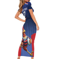 France Rugby Custom Family Matching Short Sleeve Bodycon Dress and Hawaiian Shirt Come on Les Bleus Blue Style