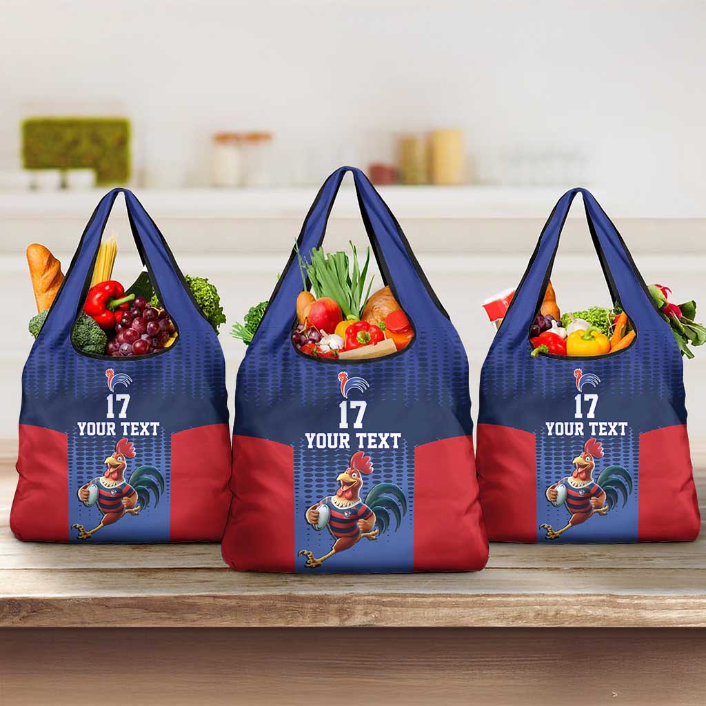 France Rugby Custom Grocery Bag Come on Les Bleus Blue Style