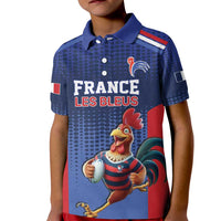 France Rugby Custom Kid Polo Shirt Come on Les Bleus Blue Style