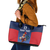 France Rugby Custom Leather Tote Bag Come on Les Bleus Blue Style
