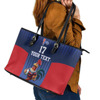 France Rugby Custom Leather Tote Bag Come on Les Bleus Blue Style
