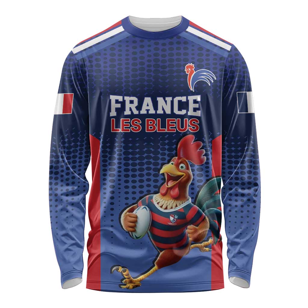 France Rugby Custom Long Sleeve Shirt Come on Les Bleus Blue Style