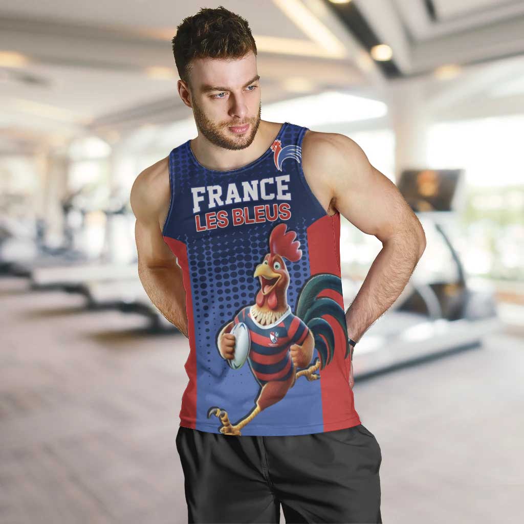 France Rugby Custom Men Tank Top Come on Les Bleus Blue Style