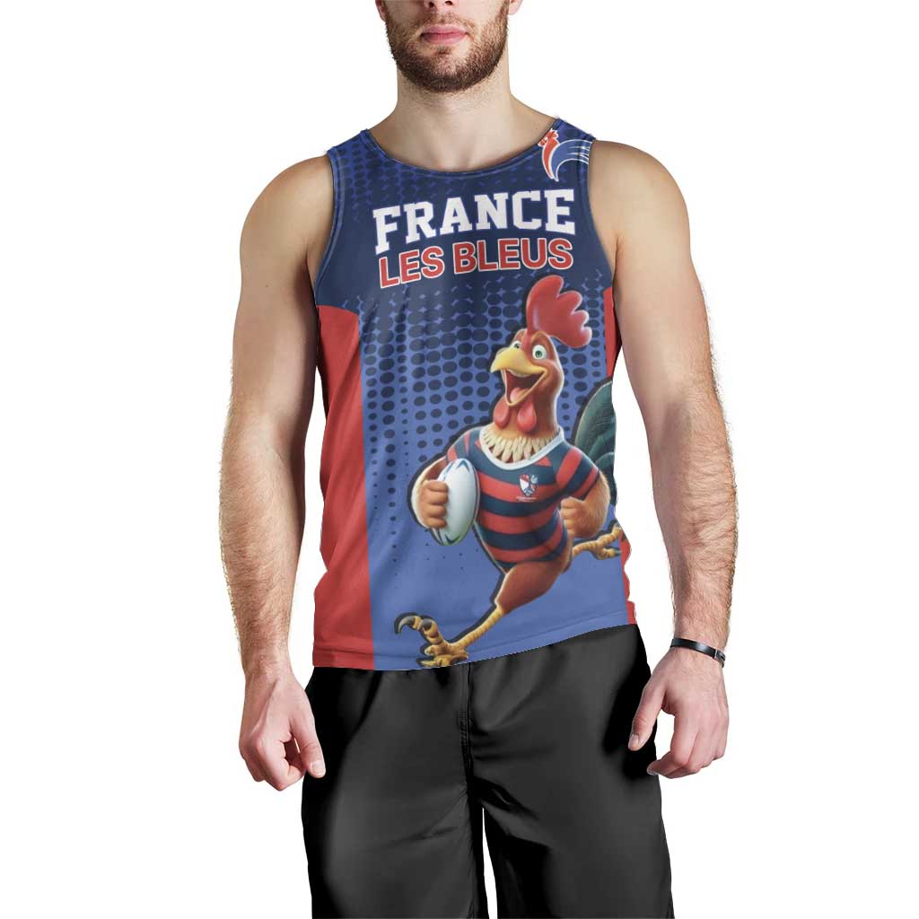 France Rugby Custom Men Tank Top Come on Les Bleus Blue Style
