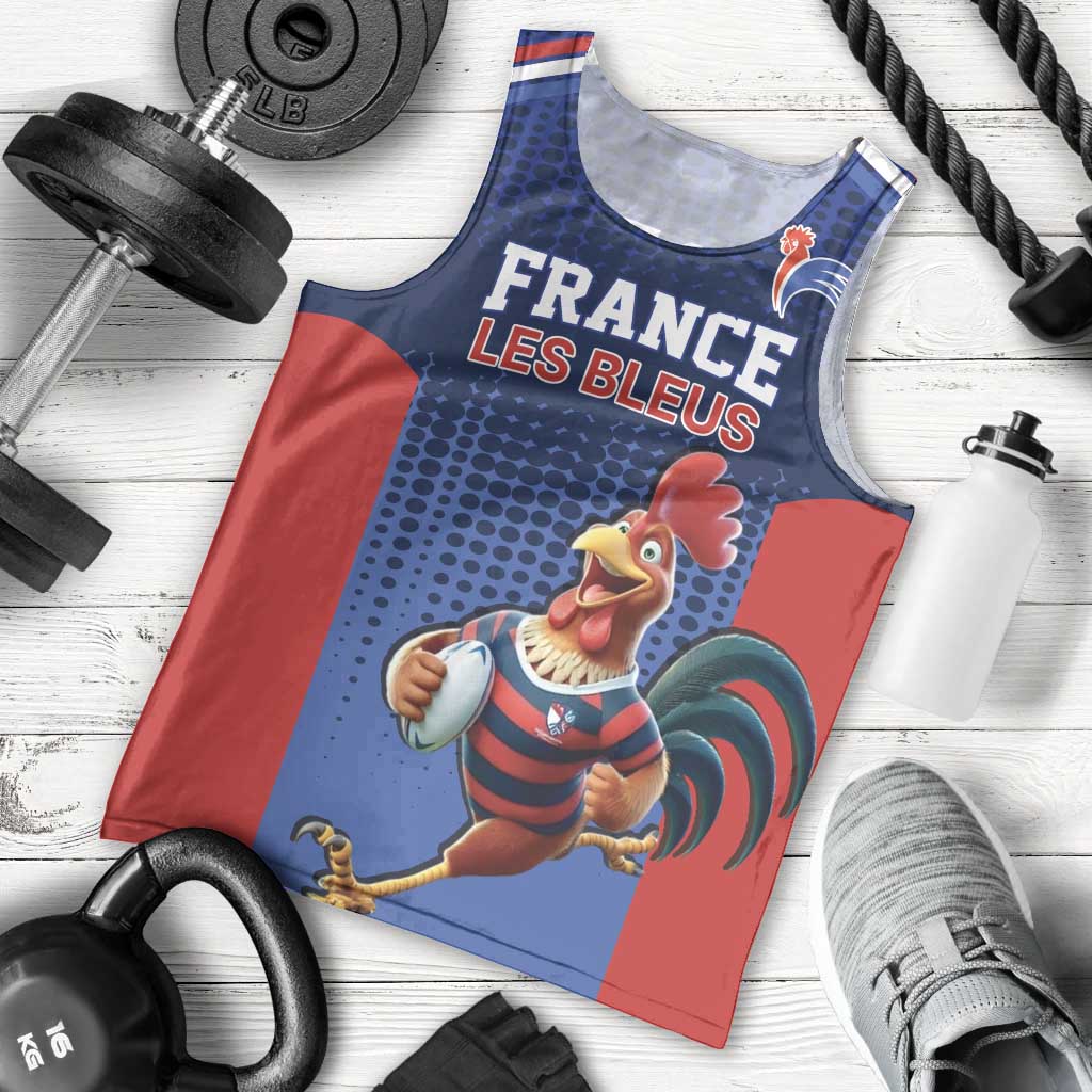 France Rugby Custom Men Tank Top Come on Les Bleus Blue Style