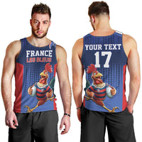 France Rugby Custom Men Tank Top Come on Les Bleus Blue Style