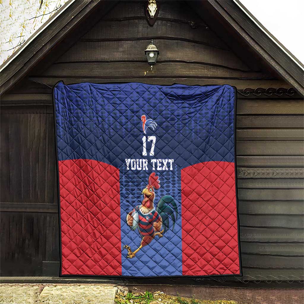 France Rugby Custom Quilt Come on Les Bleus Blue Style