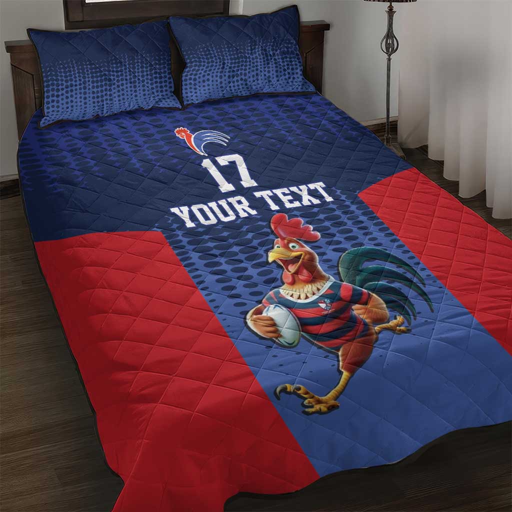 France Rugby Custom Quilt Bed Set Come on Les Bleus Blue Style