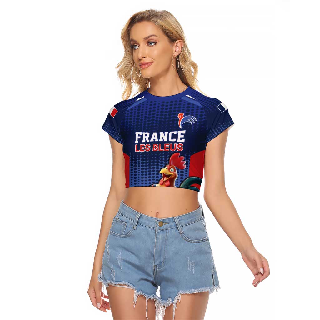 France Rugby Custom Raglan Cropped T Shirt Come on Les Bleus Blue Style