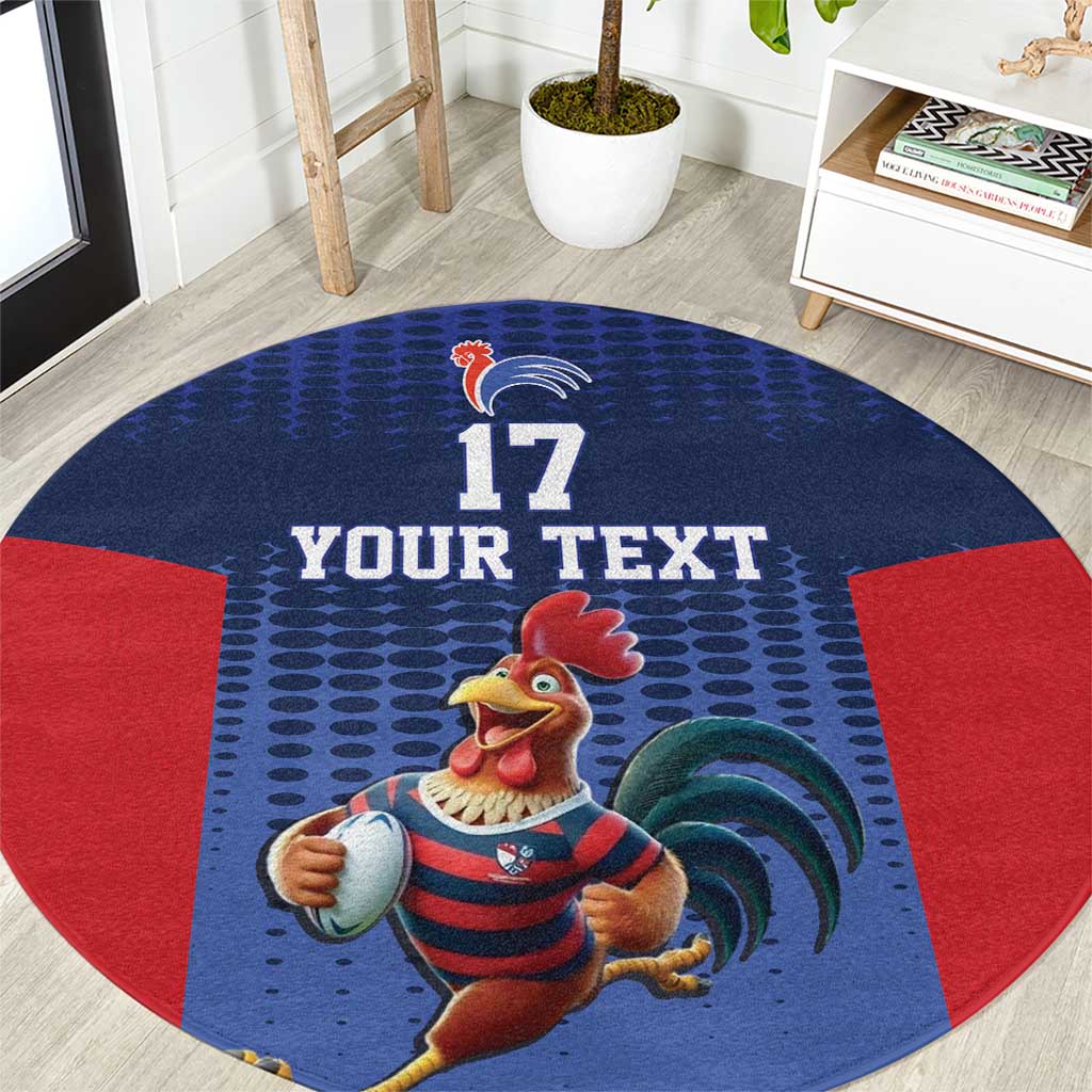 France Rugby Custom Round Carpet Come on Les Bleus Blue Style