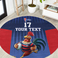 France Rugby Custom Round Carpet Come on Les Bleus Blue Style