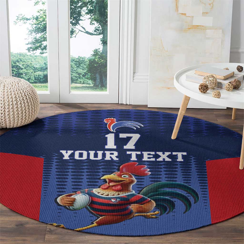 France Rugby Custom Round Carpet Come on Les Bleus Blue Style