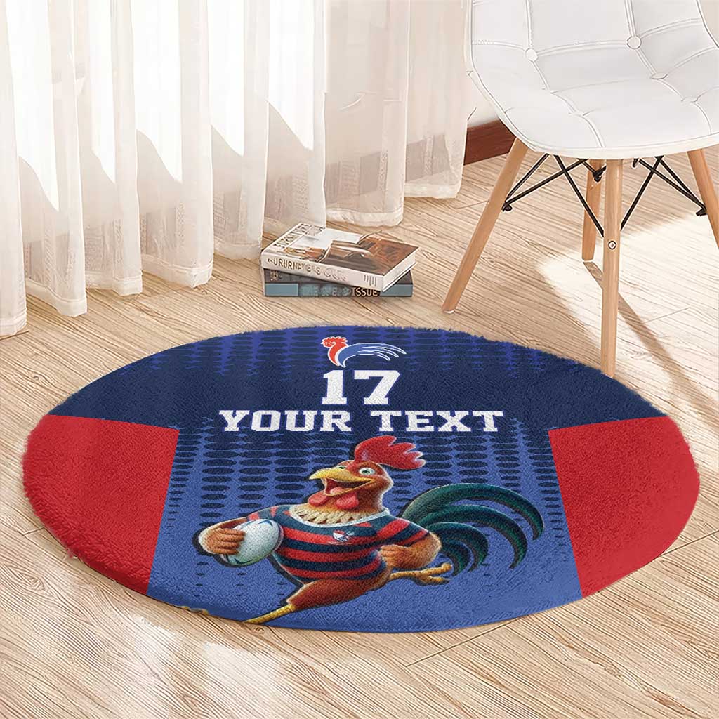 France Rugby Custom Round Carpet Come on Les Bleus Blue Style