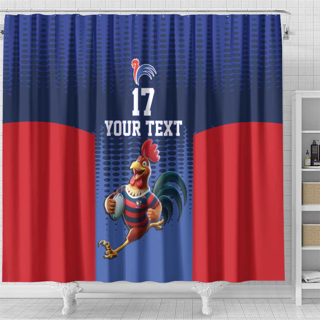 France Rugby Custom Shower Curtain Come on Les Bleus Blue Style