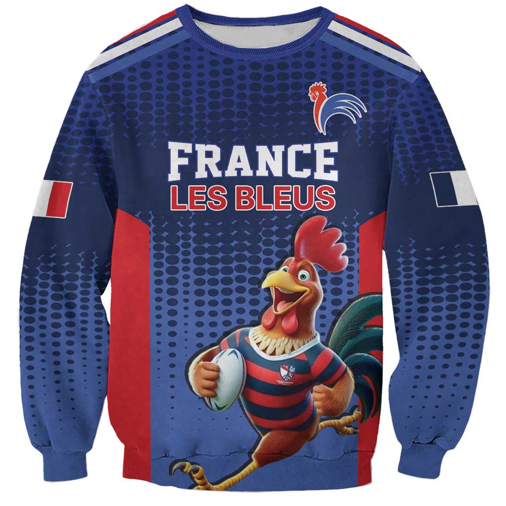 France Rugby Custom Sweatshirt Come on Les Bleus Blue Style