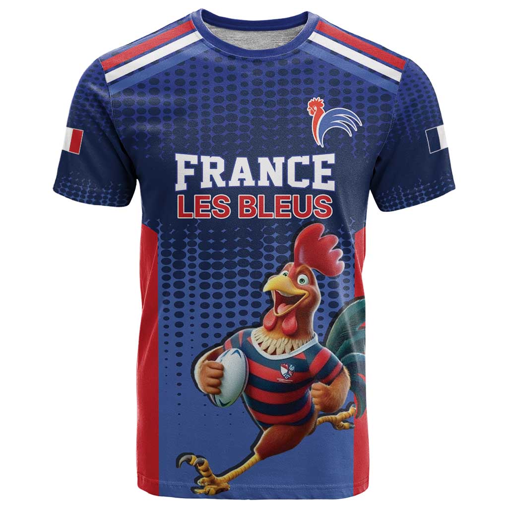 France Rugby Custom T Shirt Come on Les Bleus Blue Style